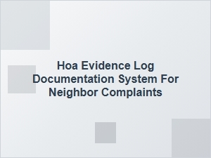 Hoa Complaint Evidence Log Guidelines