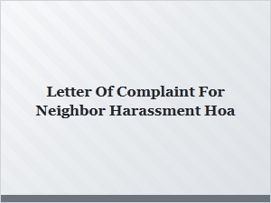 Hoa Complaint Letter for Harassment
